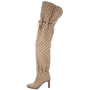 Over the Knee GG Lisa Gucci Canvas Boot